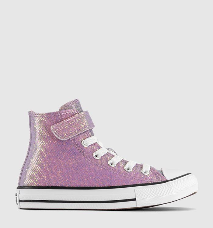 Converse All Star Hi 1VLace Kids Trainers Lilac Glitter