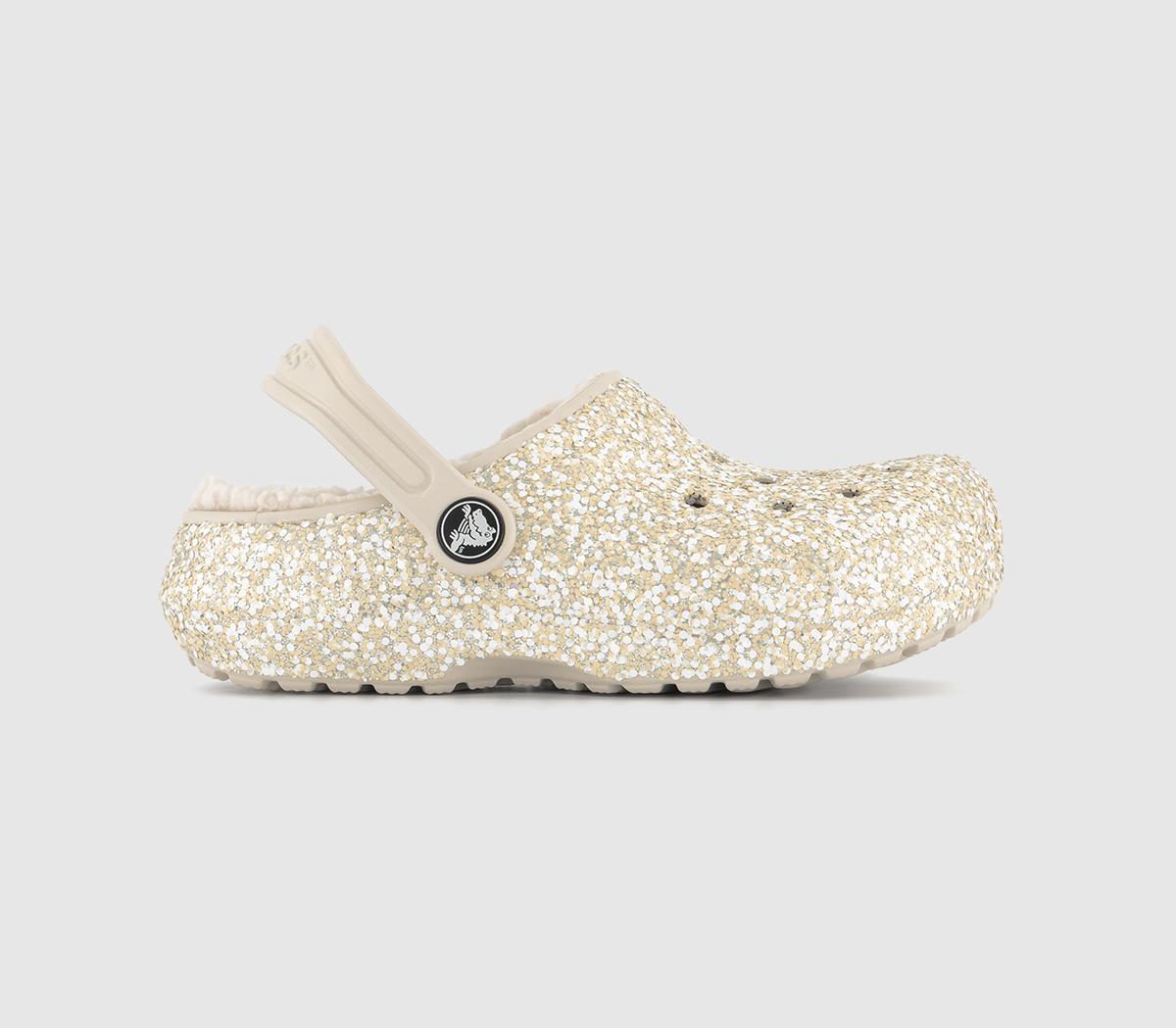 Crocs Classic Lined Kids Clogs Stucco Glitter Unisex