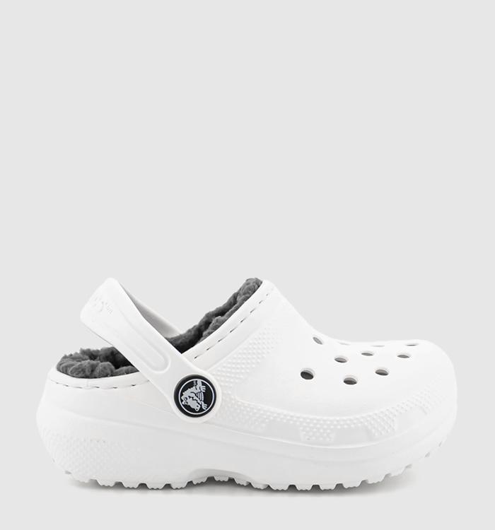 Crocs Classic Lined Toddler Clogs White Grey