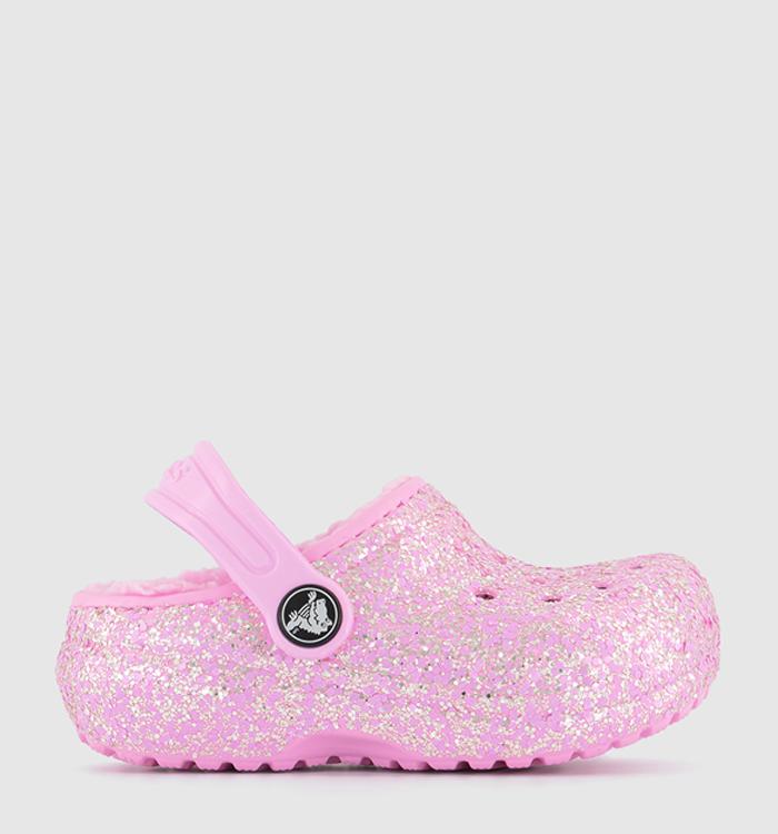 Crocs Classic Lined Toddler Clogs Flamingo Glitter