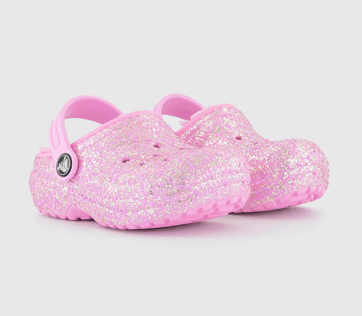 Crocs Kids Classic Lined Toddler Clogs Flamingo Glitter Pink, 8infant