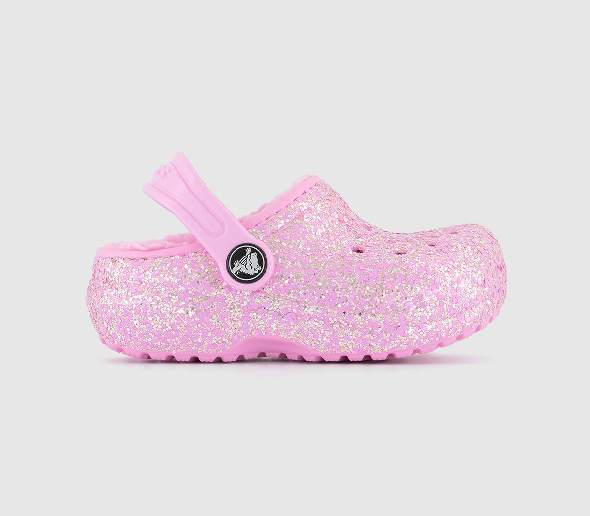 Kids Classic Lined Toddler Clogs Flamingo Glitter