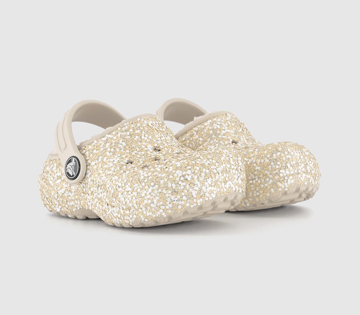 Crocs Kids Classic Lined Toddler Clogs Stucco Glitter Natural, 7infant