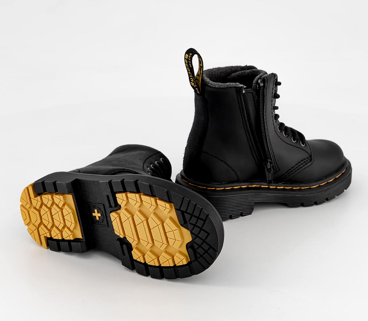 Stivali Dr. Martens 1460 Unisex Bambino (Toddler) - Pelle Virginia Morbida Con Cerniera - Suola Air Cushion E Cuciture Gialle