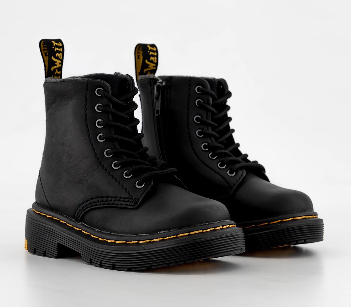Dr. Martens 1460 Toddler Boots Black Yellowstone Black Hi Suede - Unisex