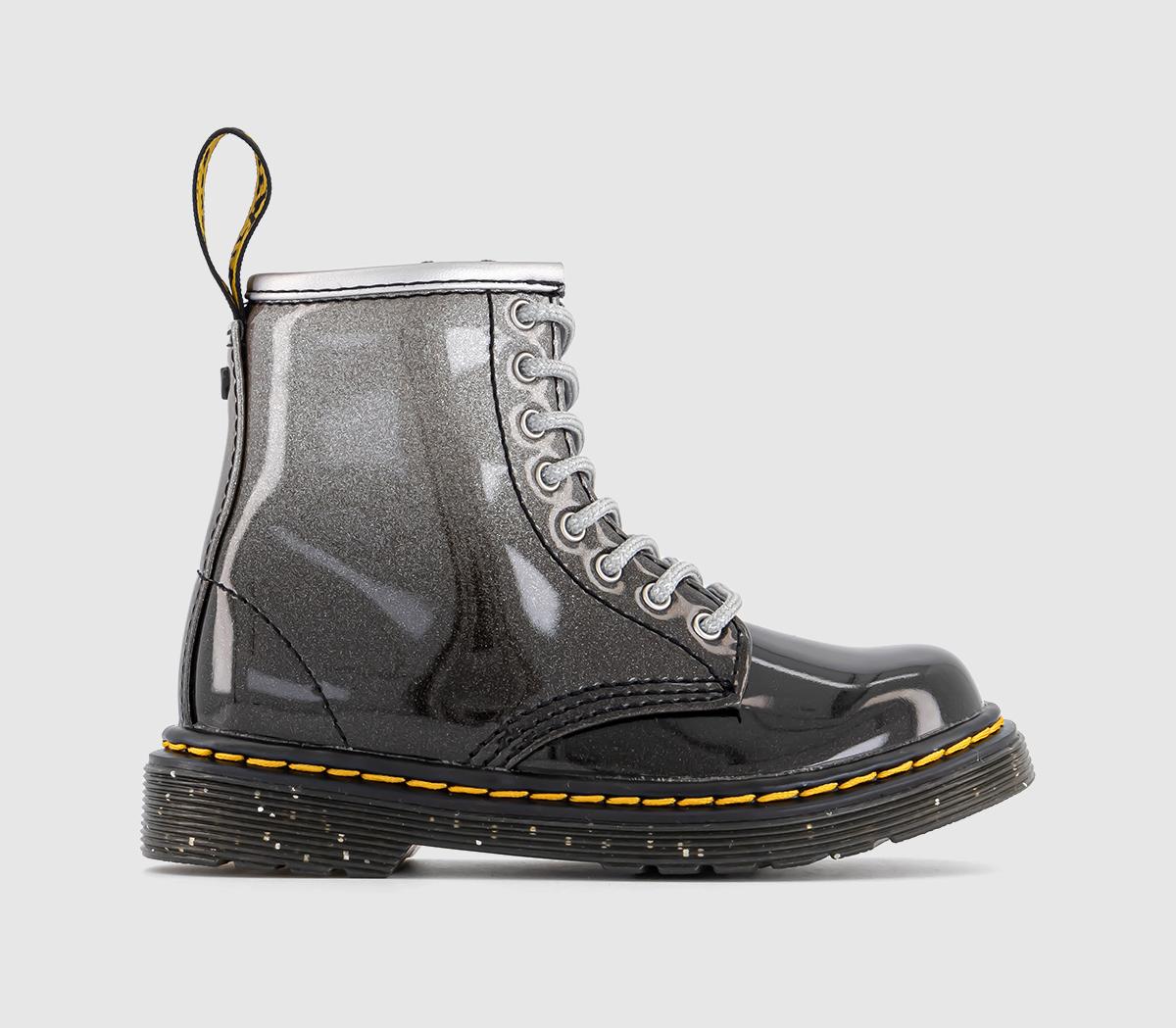 Dr. Martens 1460 Toddler Boots Silver Black Glitter Unisex