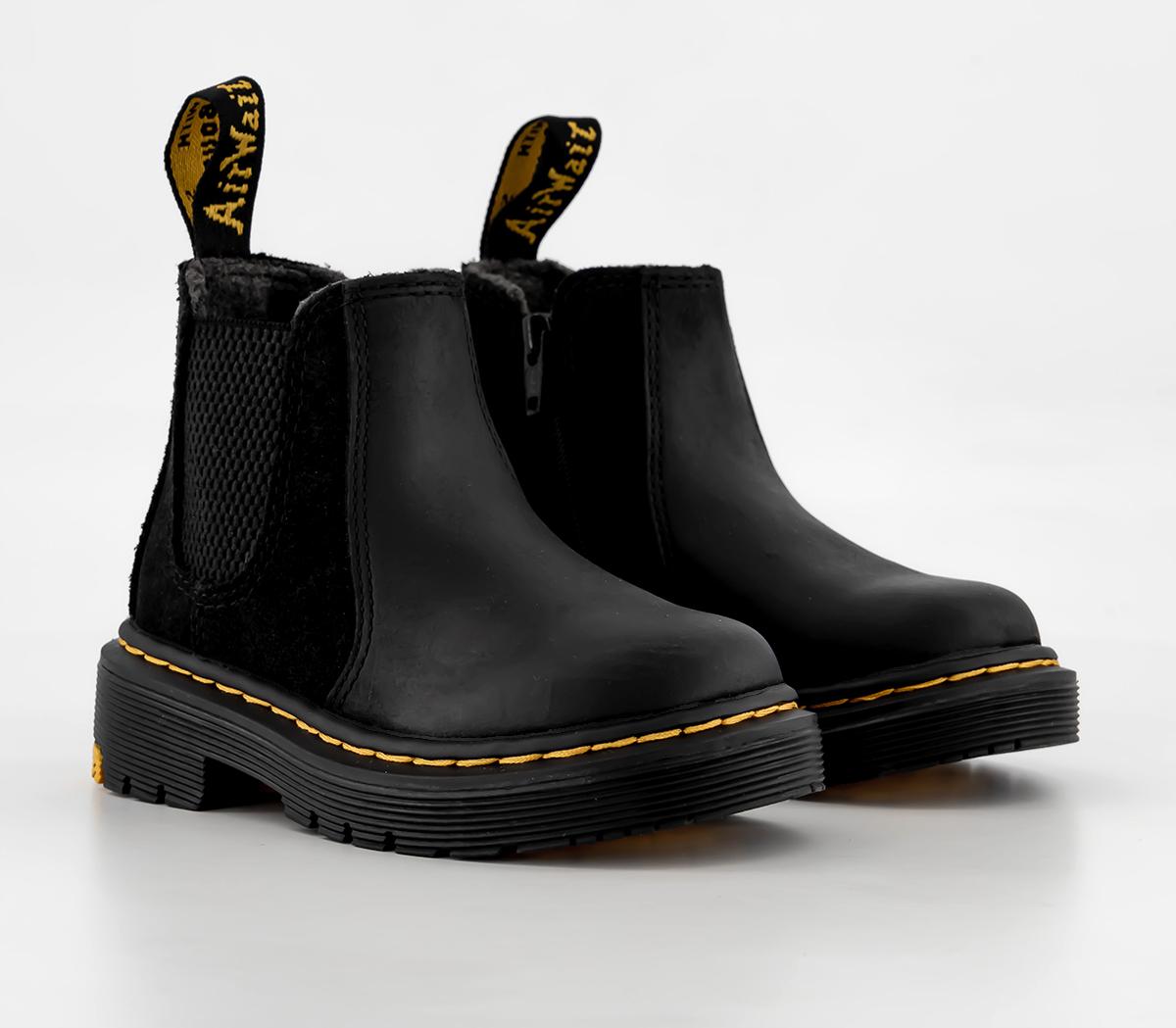 Dr. Martens 2976 Toddler Boots Black Yellowstone Black Hi Suede - Unisex