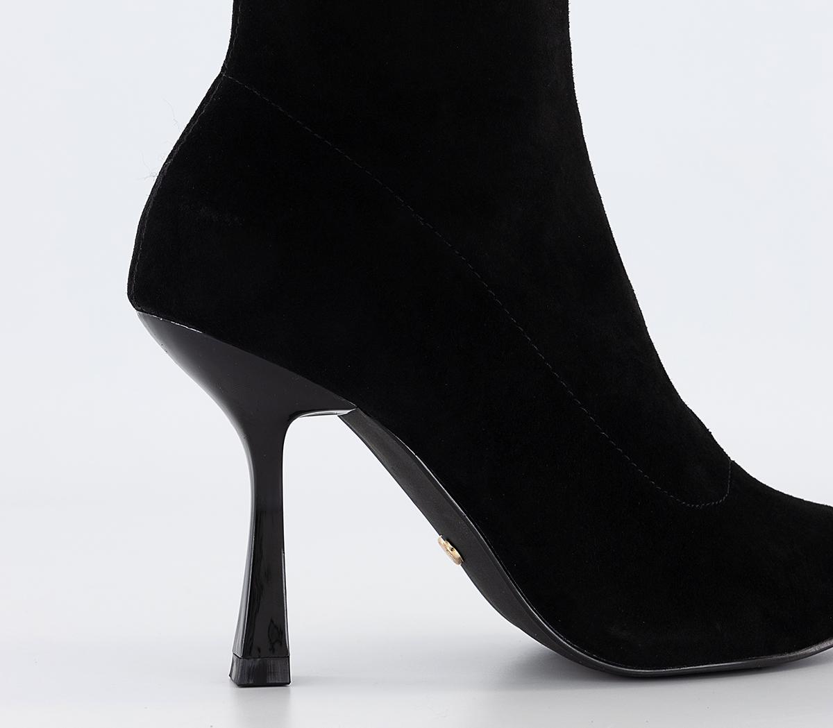 OFFICEAnala Zip Front Knit Heeled Ankle Boots OFFICEAnala Zip Front Knit Heeled Ankle BootsBlack Suede