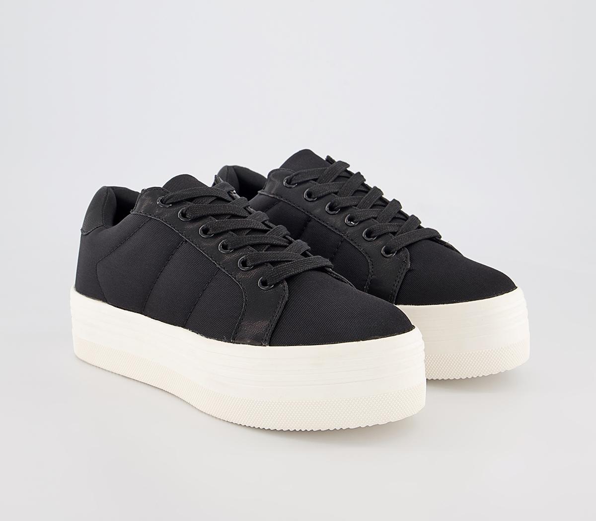 OFFICE Future Nylon Mix Chunky Lace Up Trainers Black Flat Shoes for