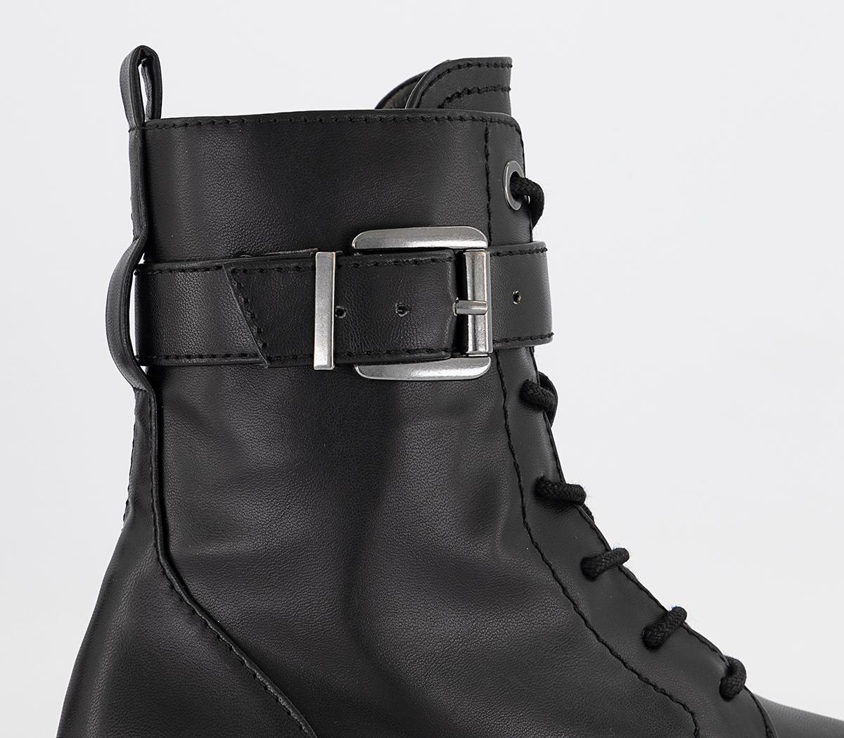 OFFICEAvery Buckle Lace Up Ankle BootsBlack