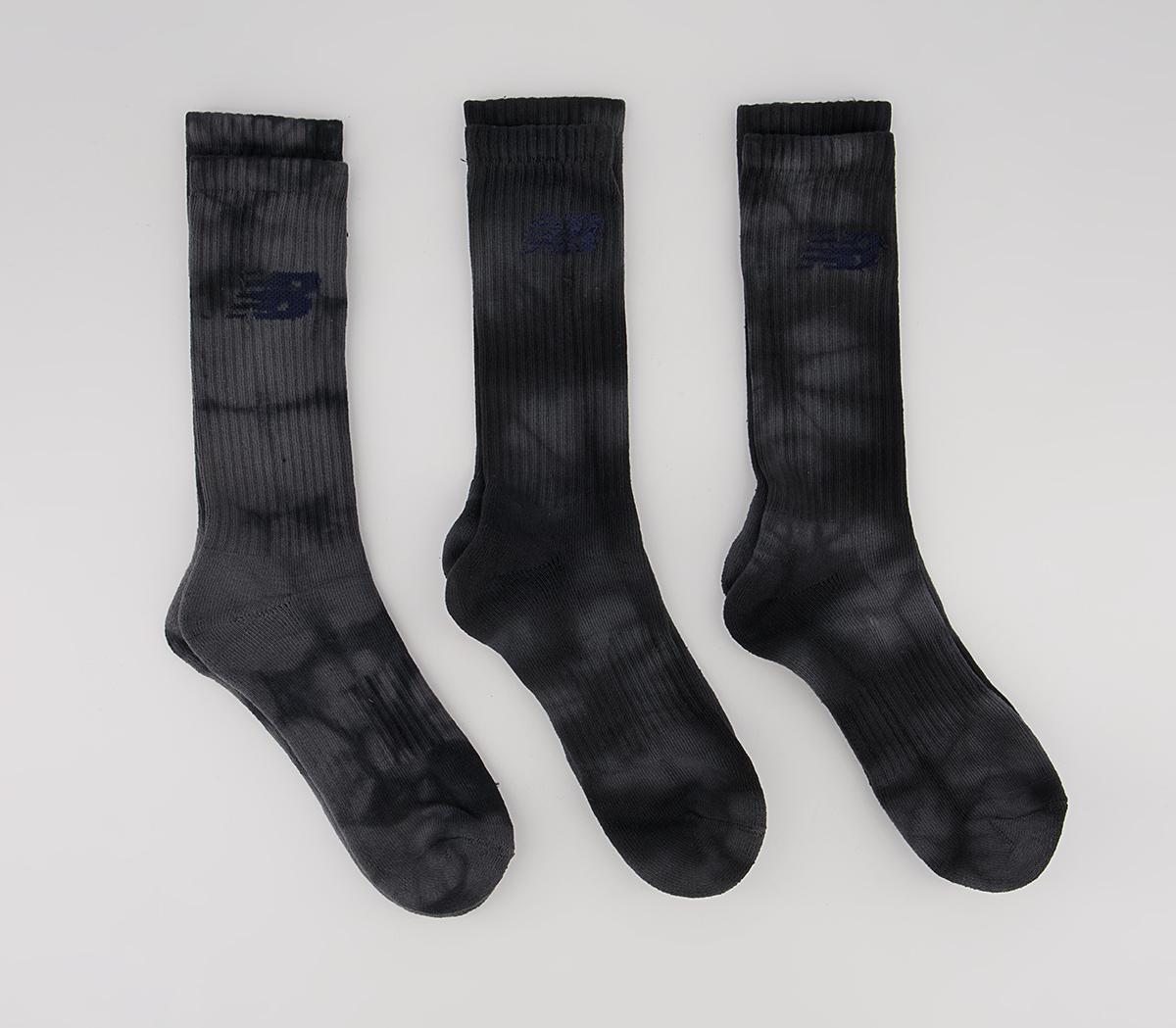 New BalanceNb Cotton Flat Knit Tie Dye 3 Pair SocksBlack