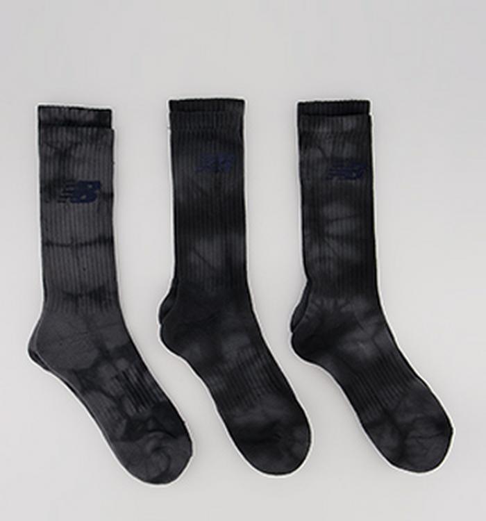 New Balance Nb Cotton Flat Knit Tie Dye 3 Pair Socks Black