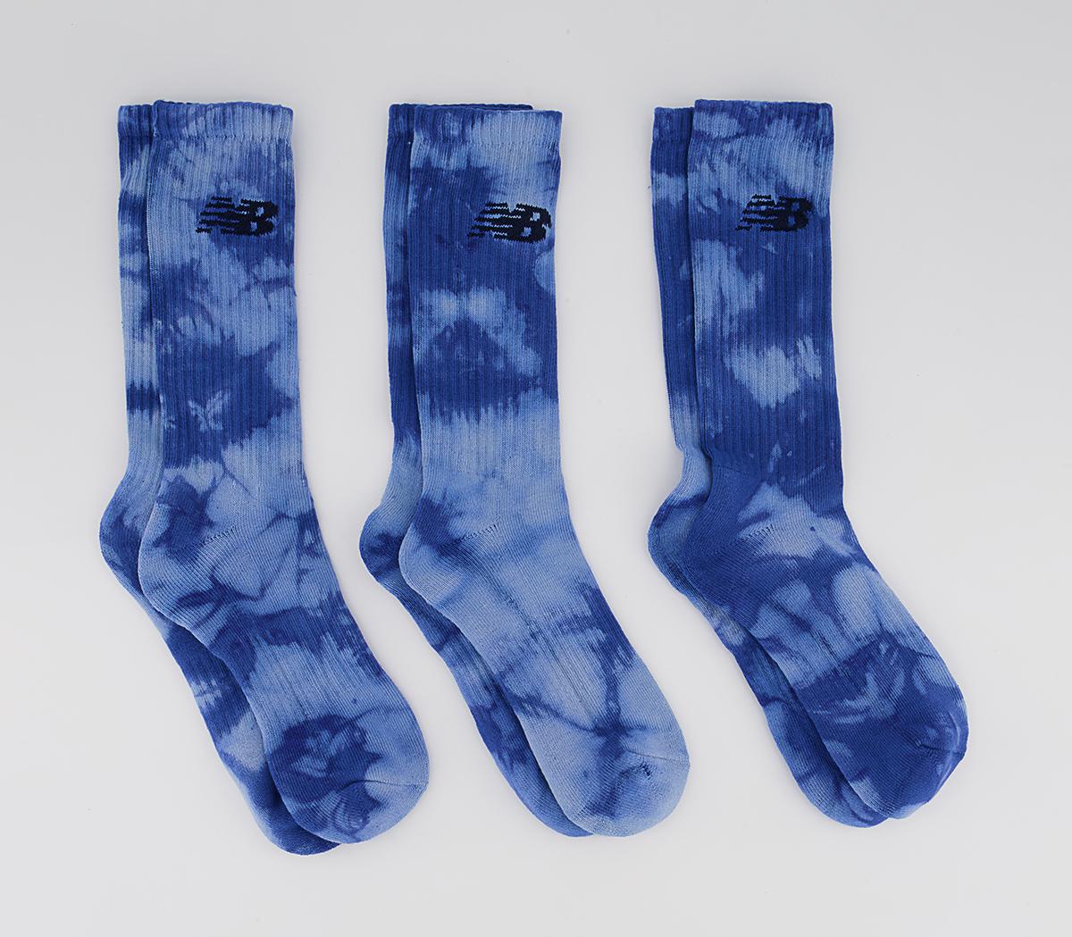 New BalanceNb Cotton Flat Knit Tie Dye 3 Pair SocksBlue