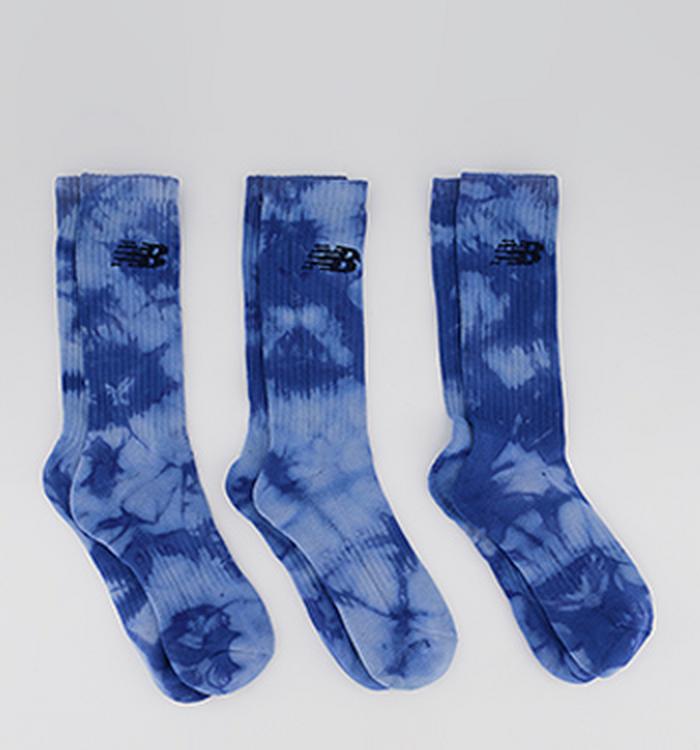 New Balance Nb Cotton Flat Knit Tie Dye 3 Pair Socks Blue