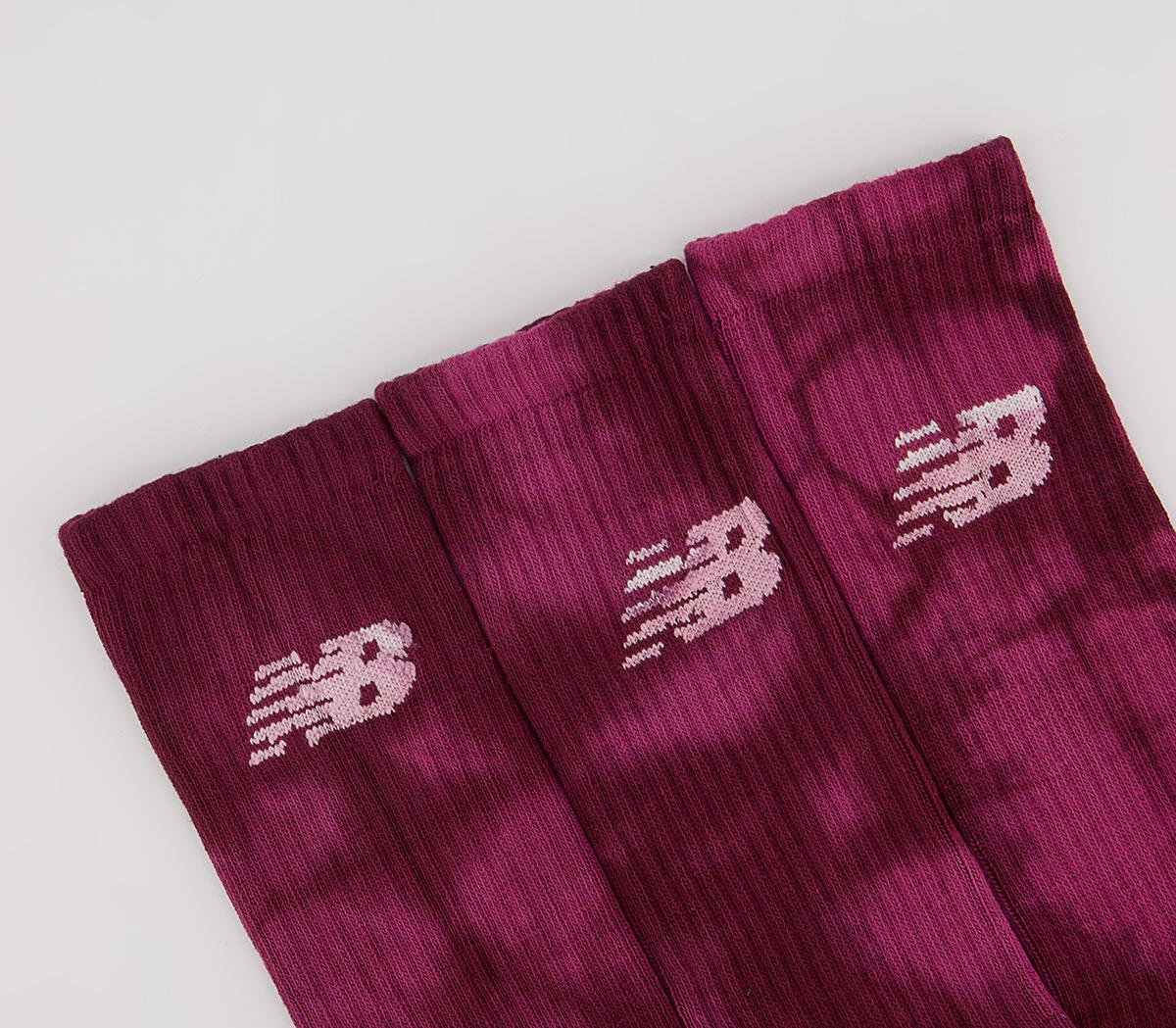 New Balance Nb Cotton Flat Knit Tie Dye 3 Pair Socks New Balance Nb Cotton Flat Knit Tie Dye 3 Pair Socks Dark Pink