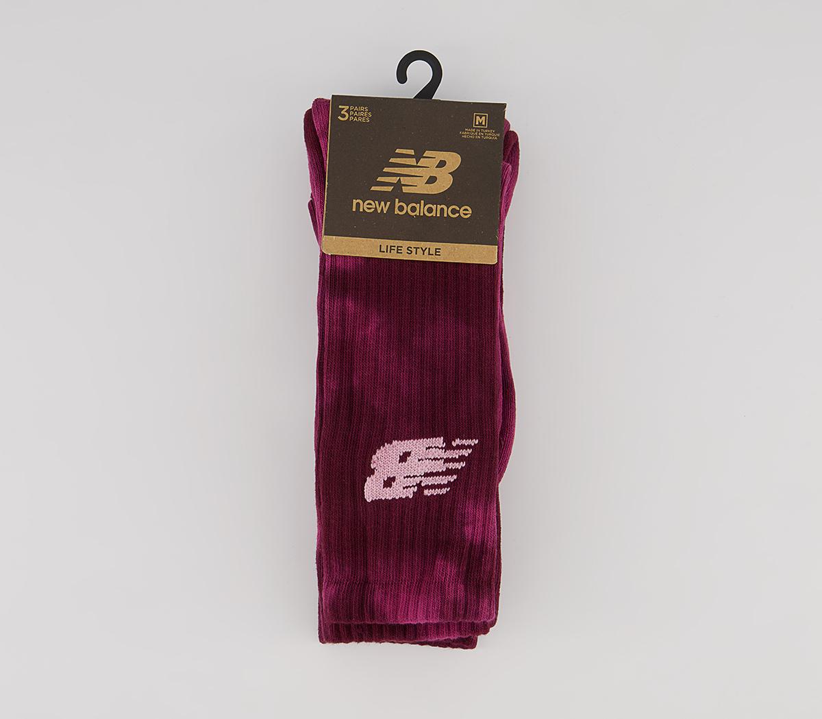 New Balance Nb Cotton Flat Knit Tie Dye 3 Pair Socks New Balance Nb Cotton Flat Knit Tie Dye 3 Pair Socks Dark Pink