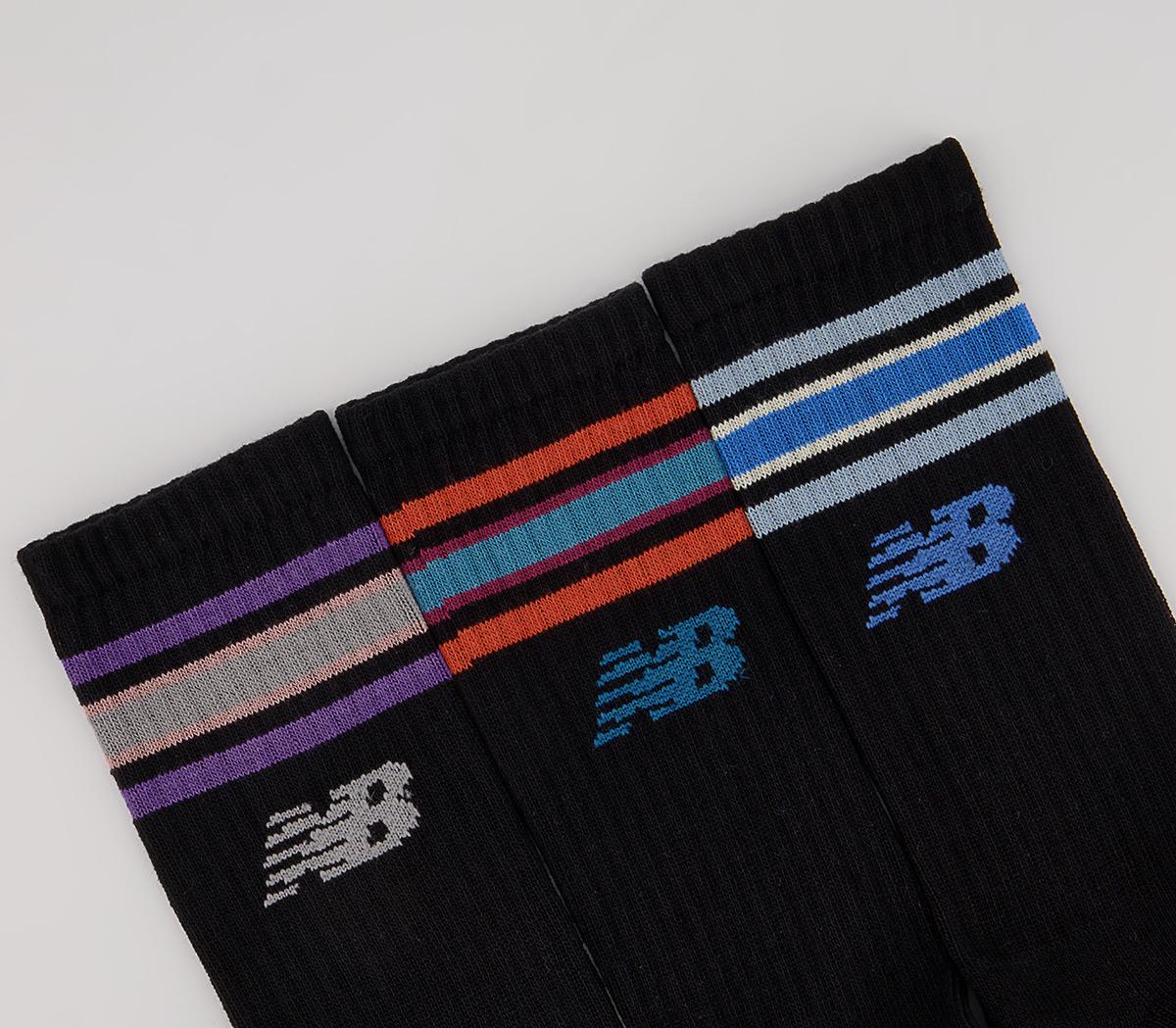 New Balance Nb Cotton Flat Knit Stripe 3 Pair Socks New Balance Nb Cotton Flat Knit Stripe 3 Pair Socks Black Multi