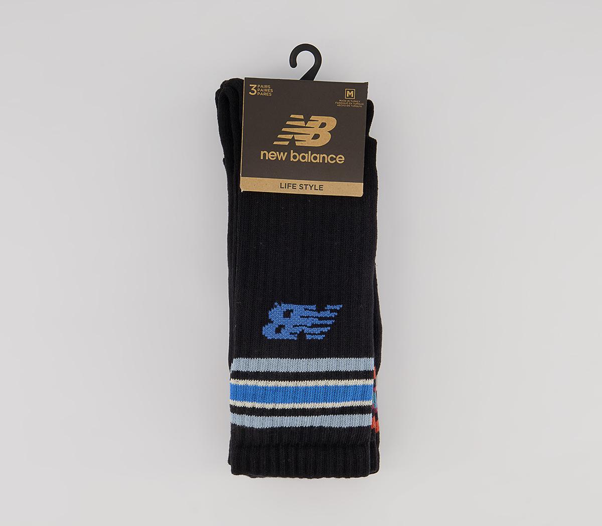 New Balance Nb Cotton Flat Knit Stripe 3 Pair Socks New Balance Nb Cotton Flat Knit Stripe 3 Pair Socks Black Multi