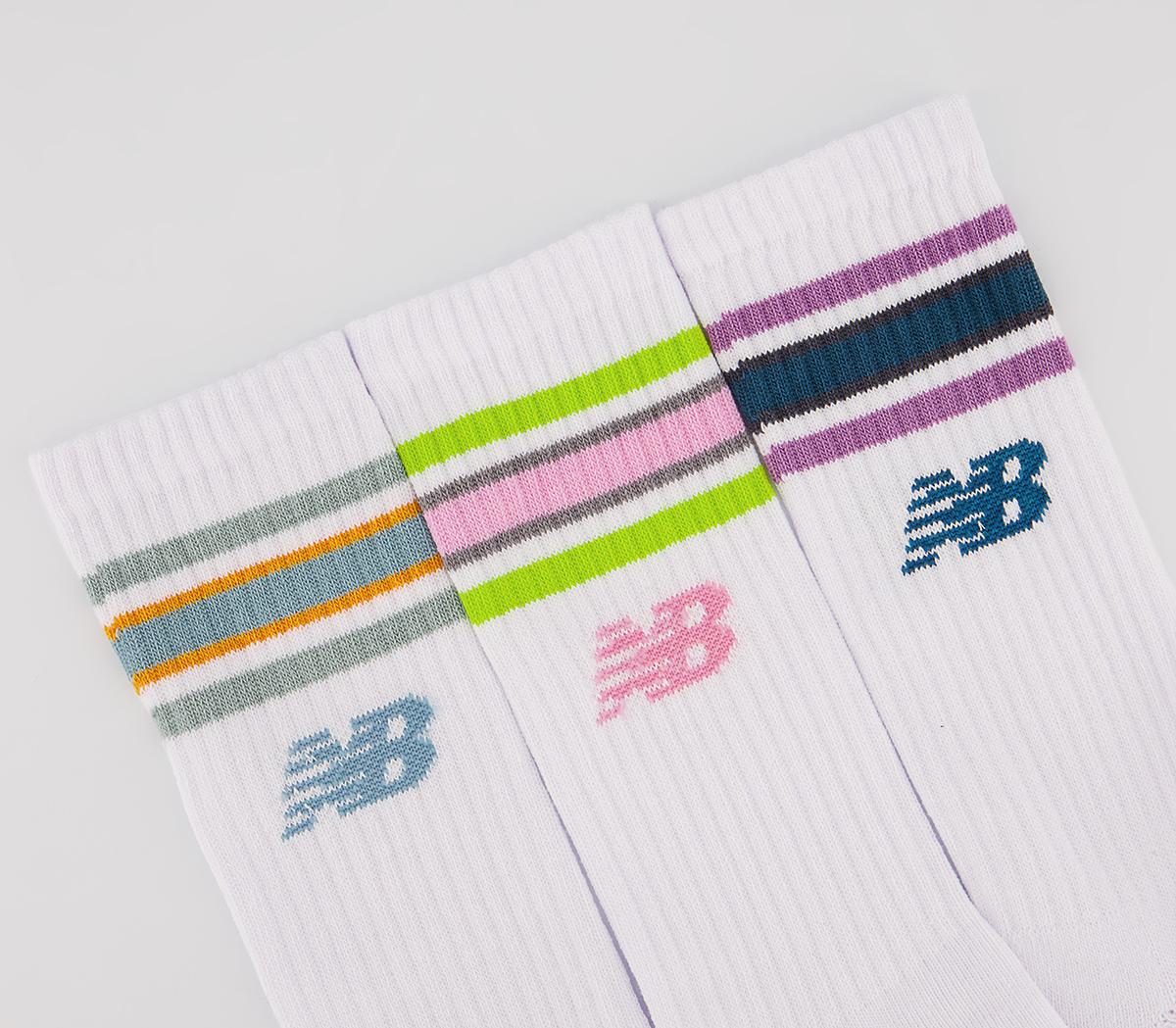 New Balance Nb Cotton Flat Knit Stripe 3 Pair Socks New Balance Nb Cotton Flat Knit Stripe 3 Pair Socks White Multi