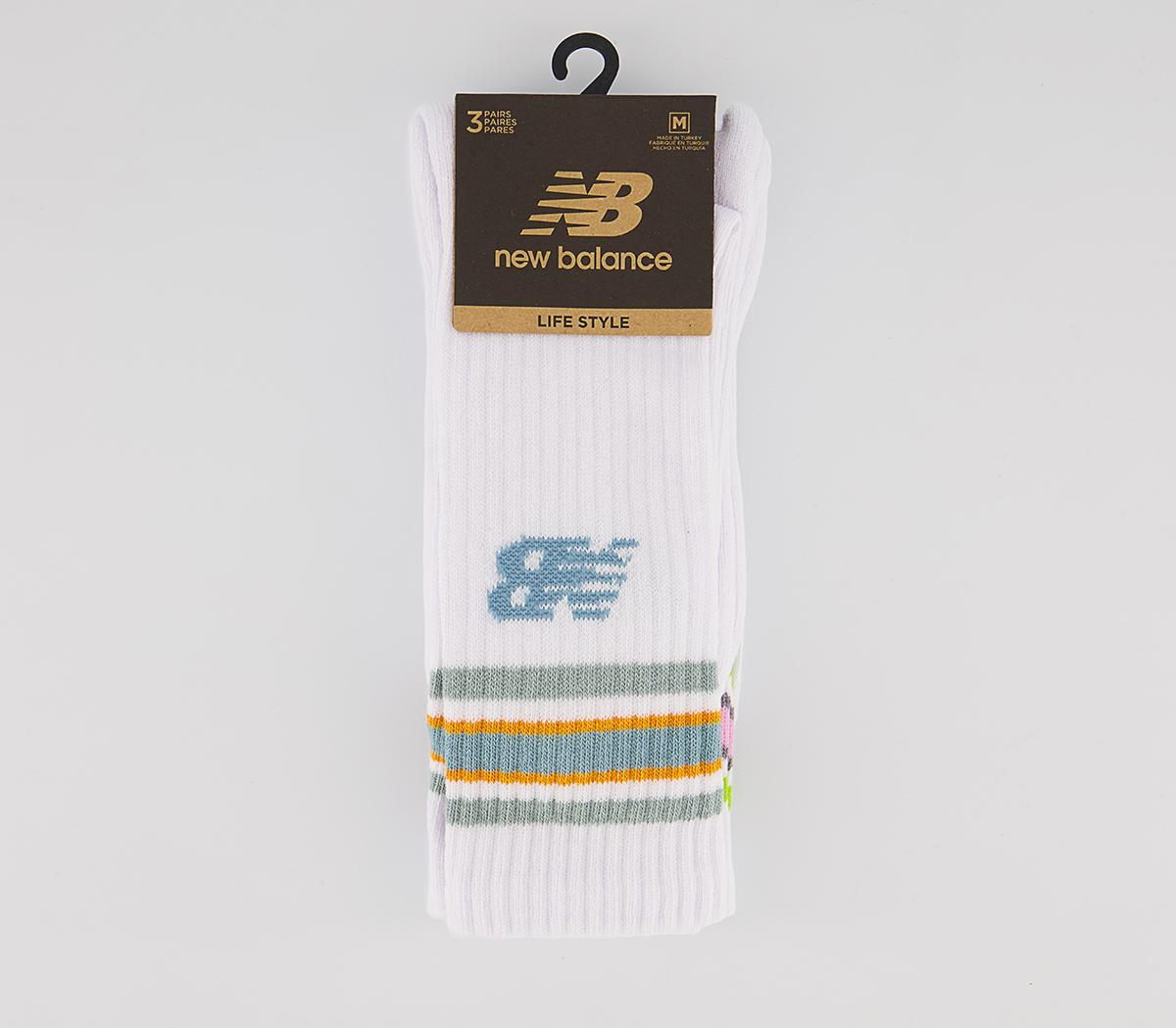 New Balance Nb Cotton Flat Knit Stripe 3 Pair Socks New Balance Nb Cotton Flat Knit Stripe 3 Pair Socks White Multi