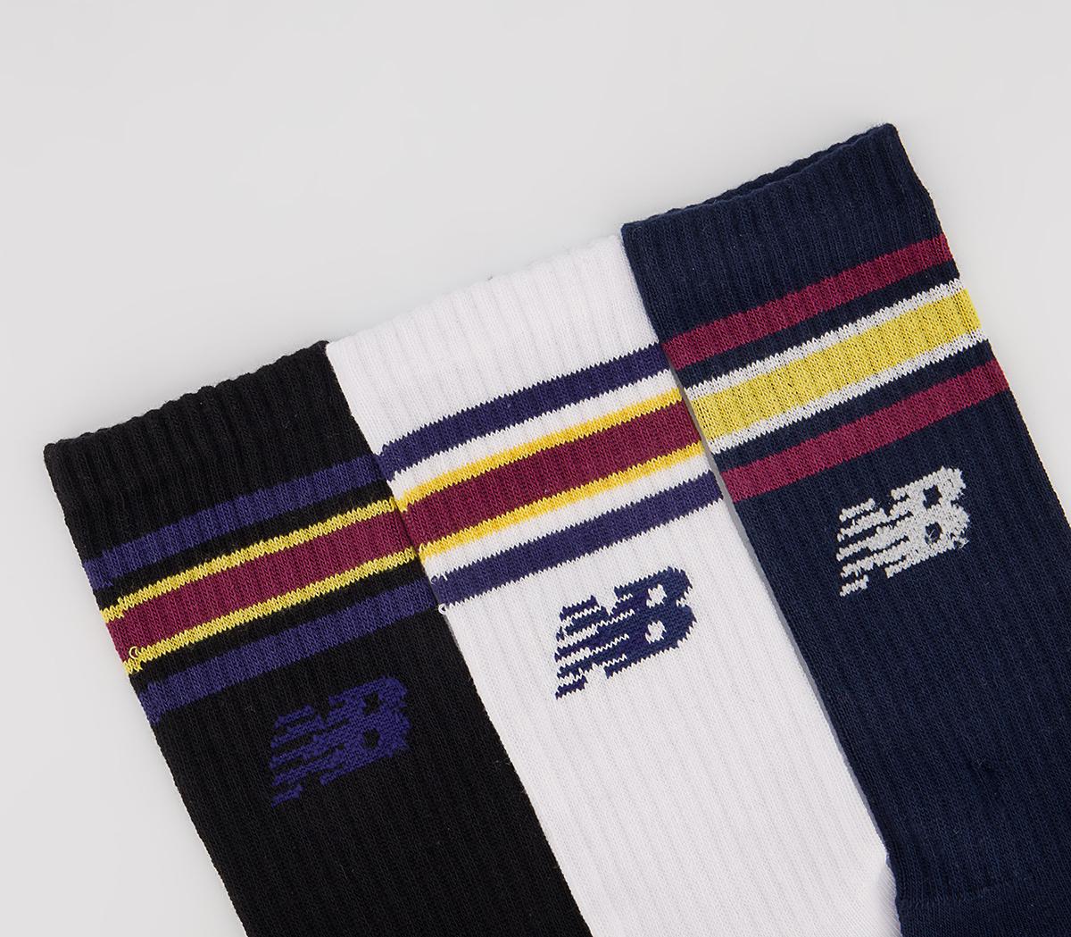 New Balance Nb Cotton Flat Knit Stripe 3 Pair Socks New Balance Nb Cotton Flat Knit Stripe 3 Pair Socks White White Multi