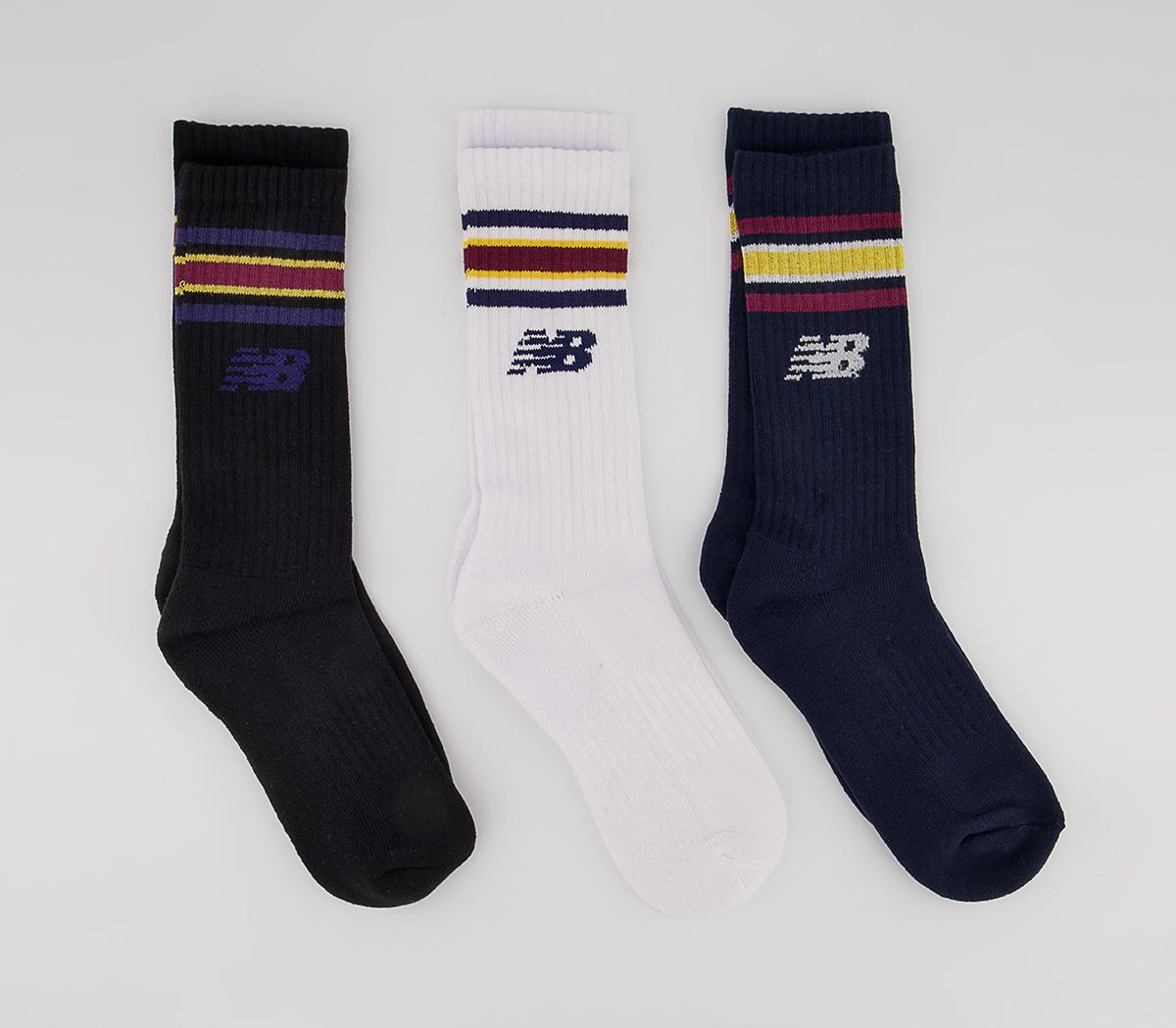New BalanceNb Cotton Flat Knit Stripe 3 Pair Socks New BalanceNb Cotton Flat Knit Stripe 3 Pair SocksWhite White Multi
