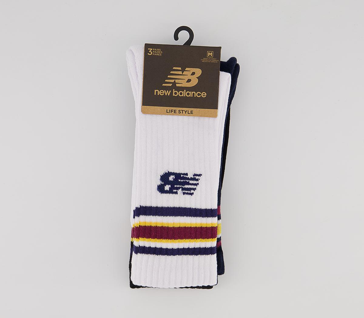 New Balance Nb Cotton Flat Knit Stripe 3 Pair Socks New Balance Nb Cotton Flat Knit Stripe 3 Pair Socks White White Multi
