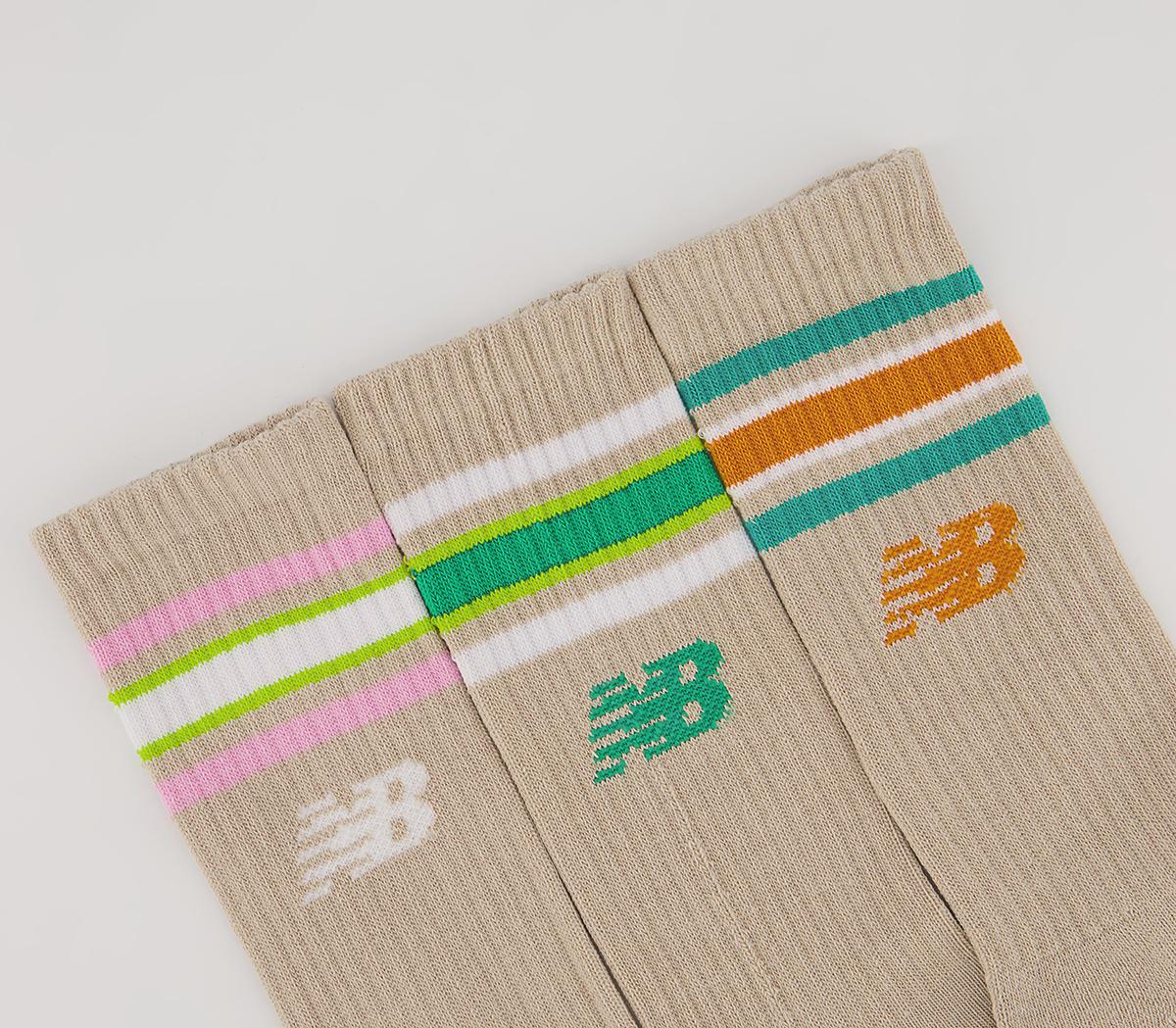 New Balance Nb Cotton Flat Knit Stripe 3 Pair Socks New Balance Nb Cotton Flat Knit Stripe 3 Pair Socks Ecru