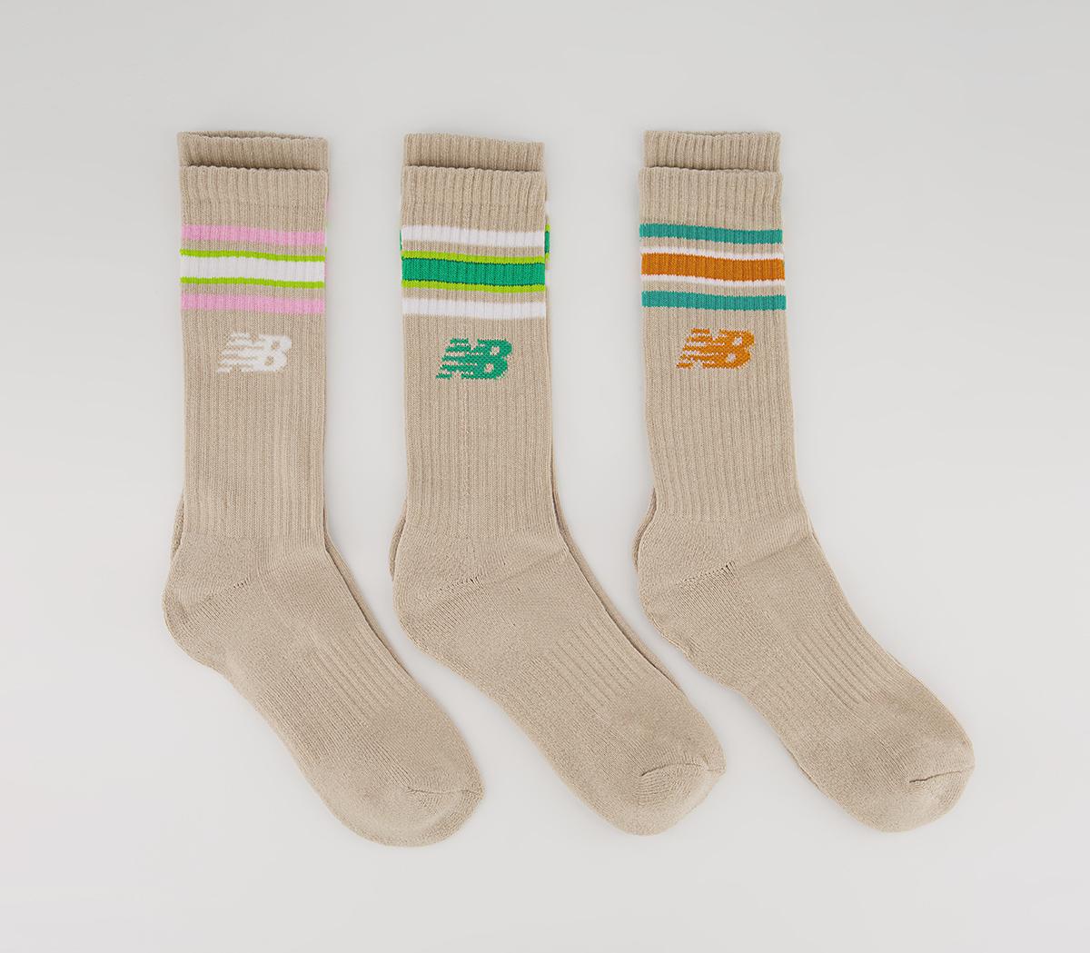 New BalanceNb Cotton Flat Knit Stripe 3 Pair Socks New BalanceNb Cotton Flat Knit Stripe 3 Pair SocksEcru