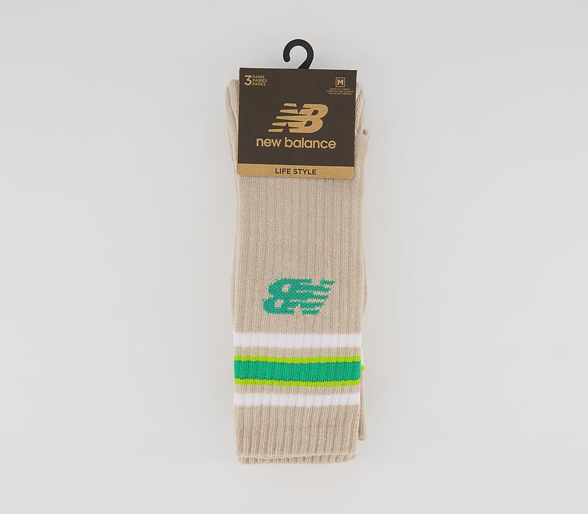 New Balance Nb Cotton Flat Knit Stripe 3 Pair Socks New Balance Nb Cotton Flat Knit Stripe 3 Pair Socks Ecru