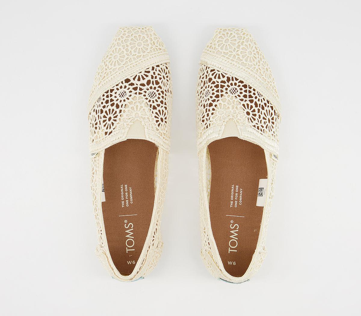 TOMS Seasonal Classic Slip Ons Cream Crochet - Flat Shoes for Women