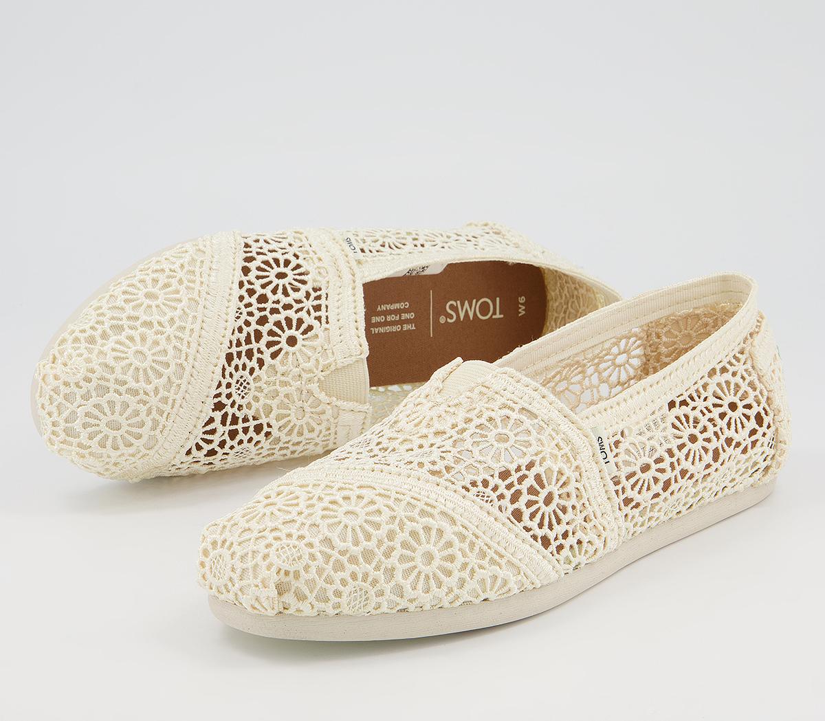 TOMS Seasonal Classic Slip Ons Cream Crochet - Flat Shoes for Women