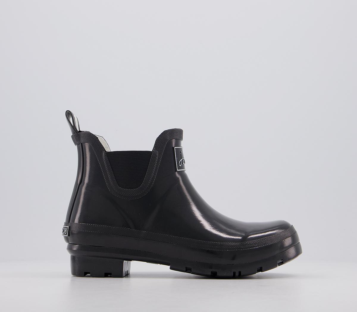 black gloss ankle wellies