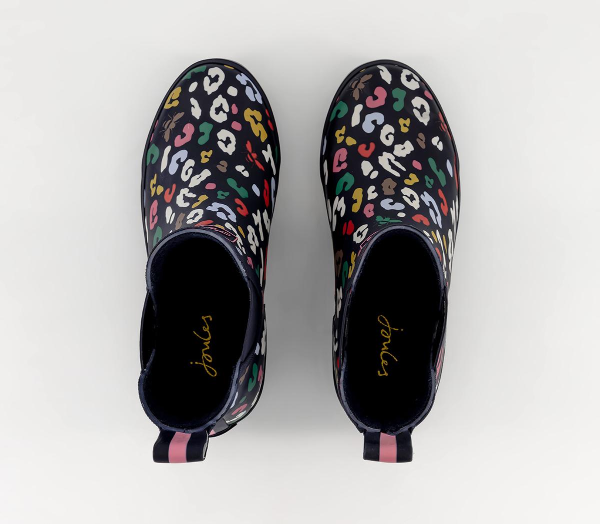 Joules Wellibob Boots Navy Bee Leopard - Women's Ankle Boots