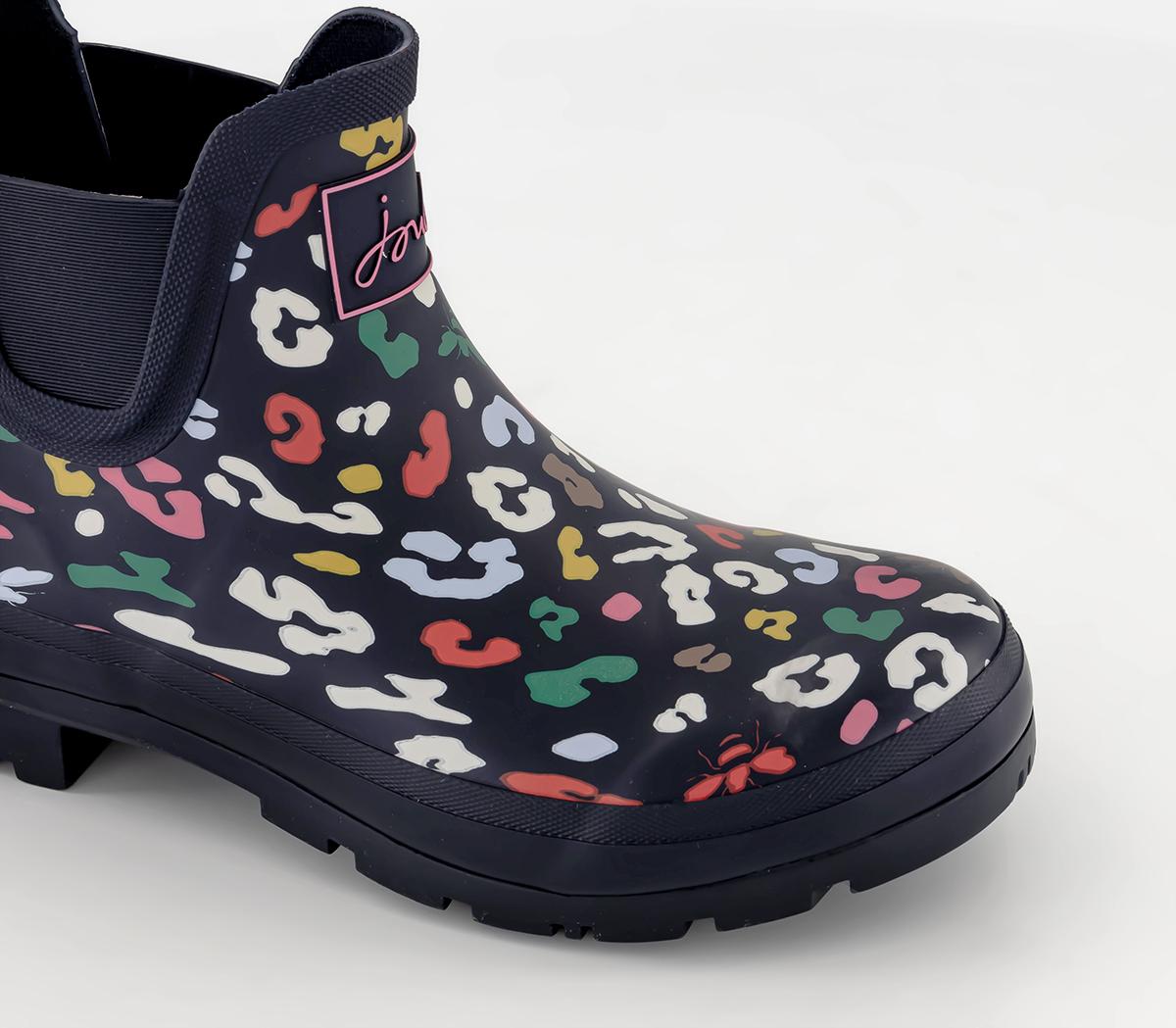 Joules Wellibob Boots Navy Bee Leopard - Women's Ankle Boots