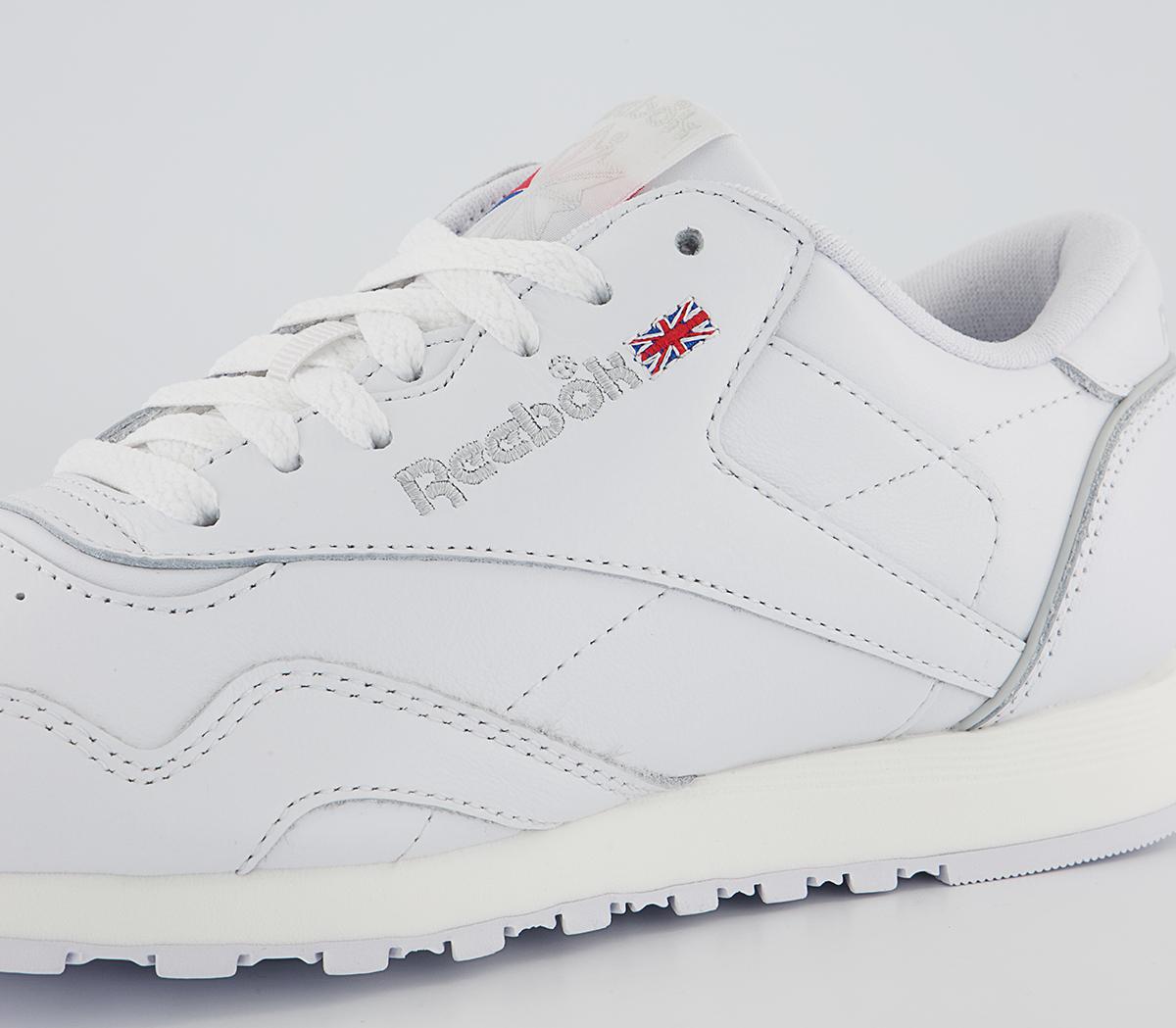 Reebok Classic Leather Plus Trainers Reebok Classic Leather Plus Trainers White Pure Grey Vector Red