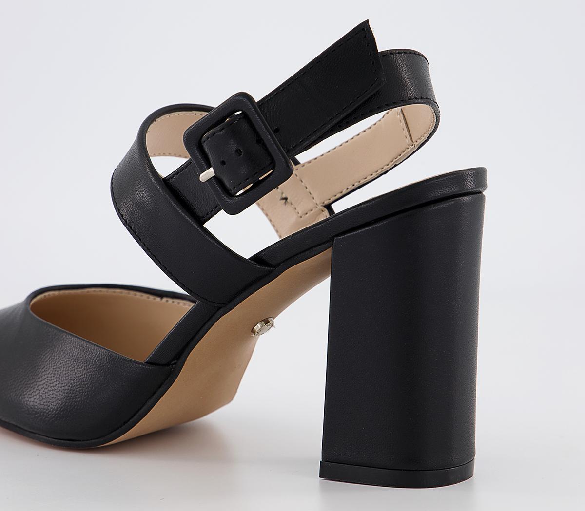 OFFICE Miracle 2 Strap Court Heels Black Leather - Heels