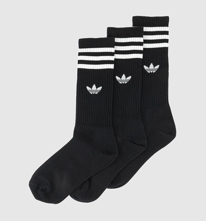 adidas Crew Socks 3 Pairs Black White