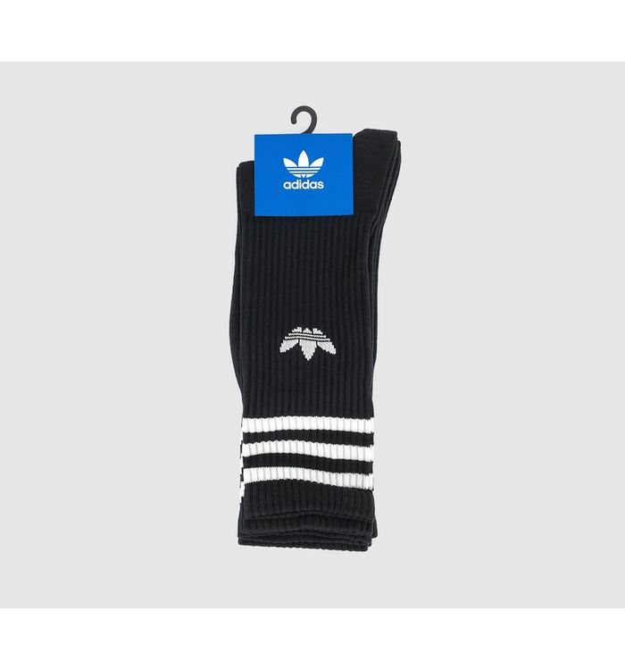 Adidas Crew Sock 3 Pairs Black White Cotton
