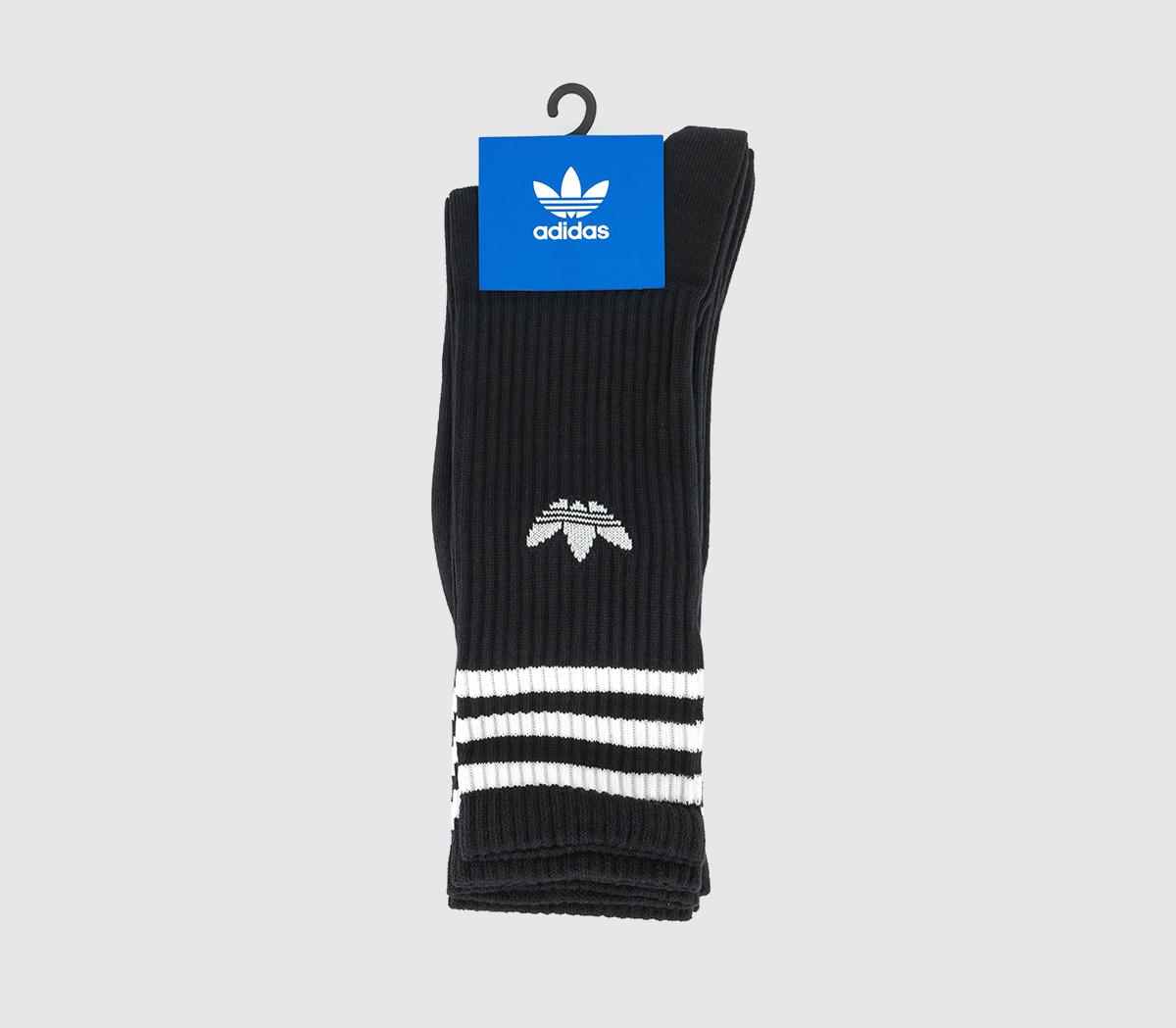adidas Crew Socks 3 Pairs Black White - Accessories