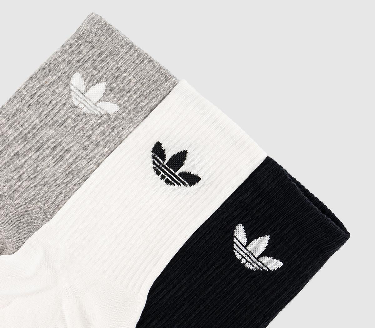adidasCrew Socks 3 Pairs adidasCrew Socks 3 PairsBlack White Grey