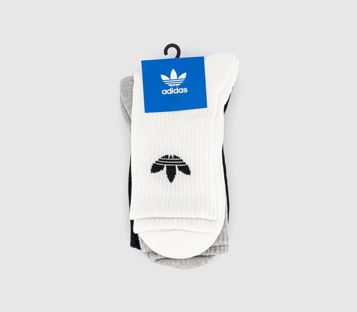 adidasCrew Socks 3 Pairs adidasCrew Socks 3 PairsBlack White Grey