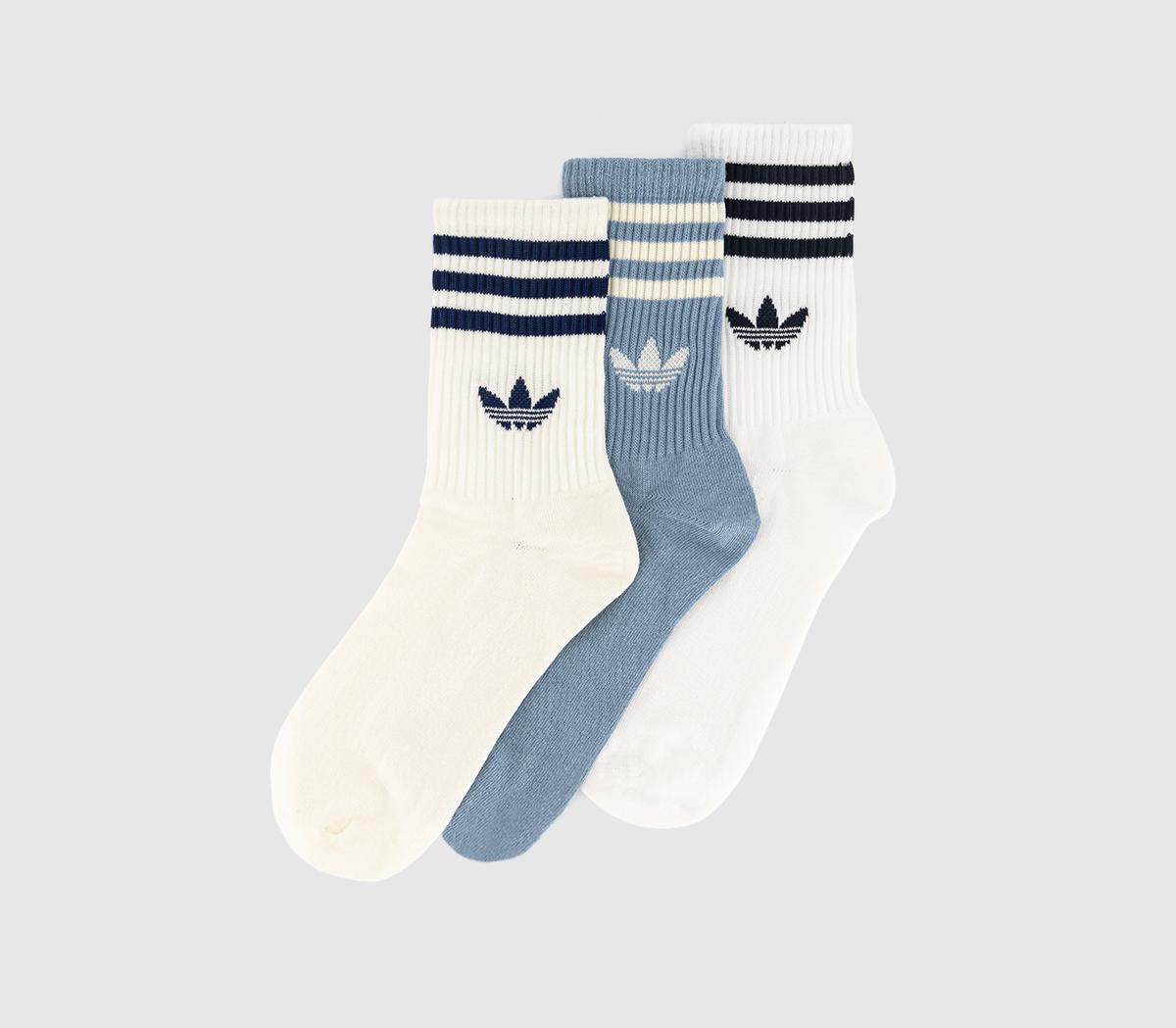 adidasCrew Sock 3 Pair Socks adidasCrew Sock 3 Pair SocksWhite Tactile Blue Cream White