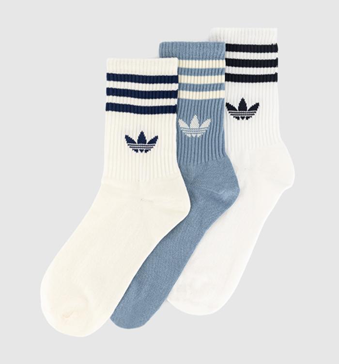 adidas Crew Sock 3 Pair Socks White Tactile Blue Cream White