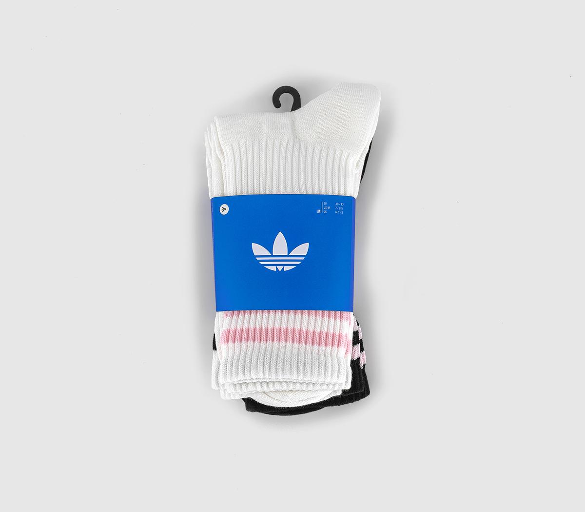 adidasCrew Socks 3 Pairs adidasCrew Socks 3 PairsWhite Black Clear Pink