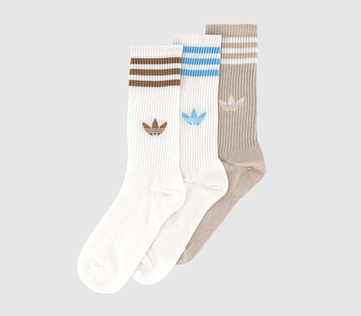 adidasCrew Socks 3 Pairs adidasCrew Socks 3 PairsOffwhite Clear Brown Offwhite