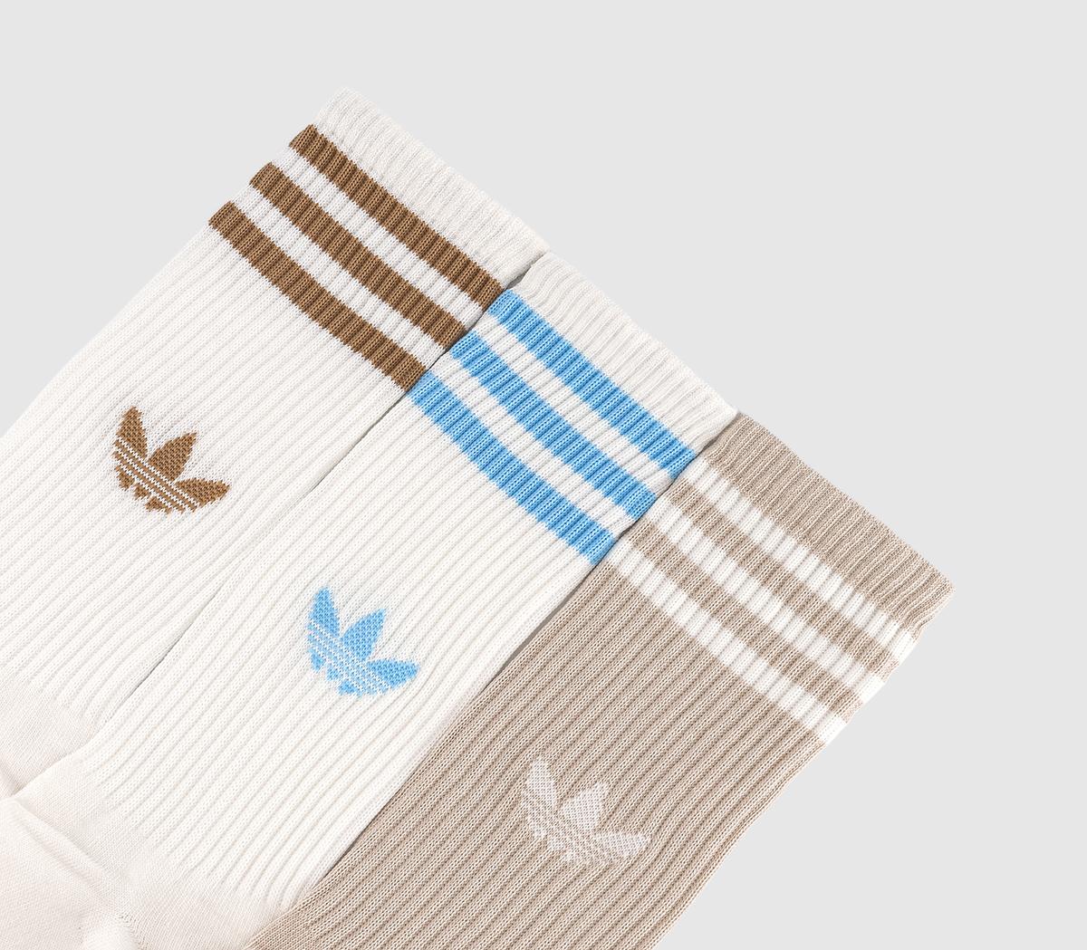 adidasCrew Socks 3 Pairs adidasCrew Socks 3 PairsOffwhite Clear Brown Offwhite