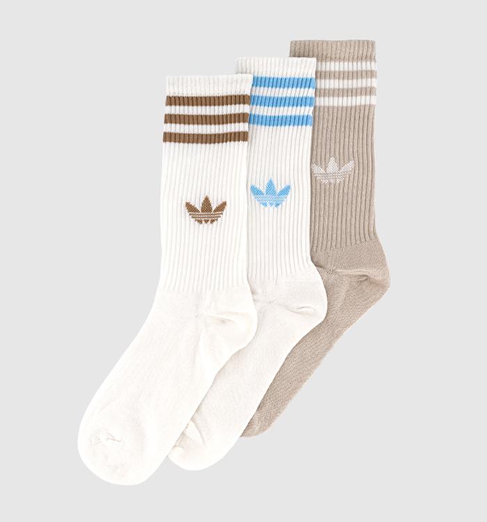 adidas Crew Socks 3 Pairs Offwhite Clear Brown Offwhite