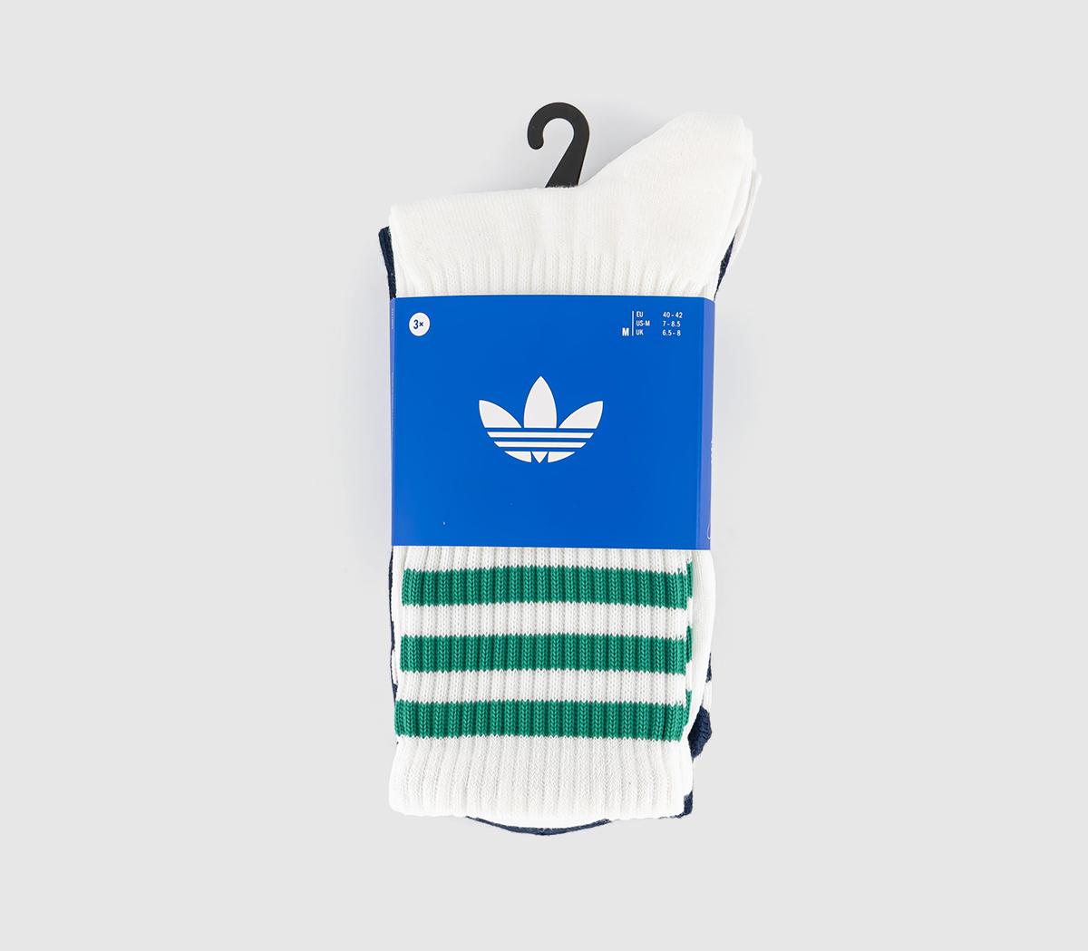 adidasCrew Socks 3 PairsWhite Night Indigo Stripe