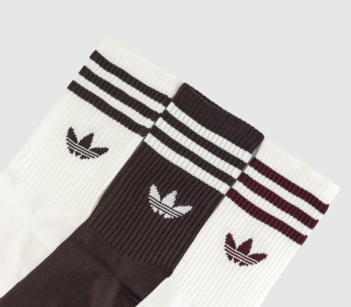 adidasCrew Socks 3 PairsOff White Coffee Stripe